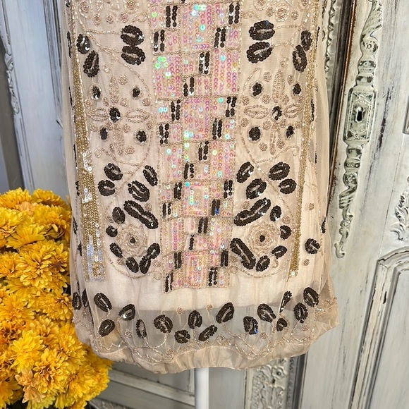 Andersen & Lauth Tan Sequin Embellished Tank Top - Picture 4 of 9